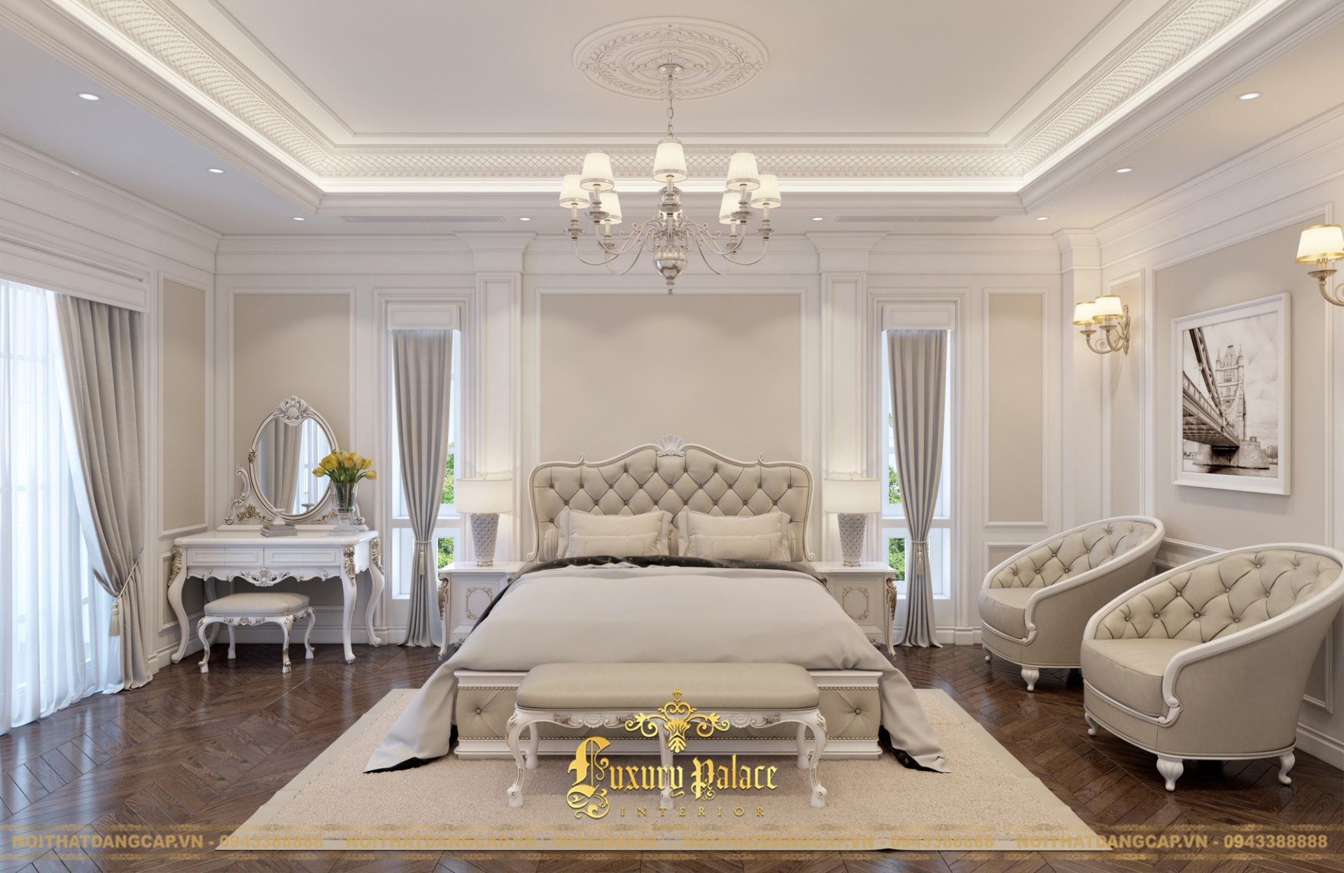 Mẫu thiết kế phòng ngủ phong cách tân cổ điển châu Âu 3