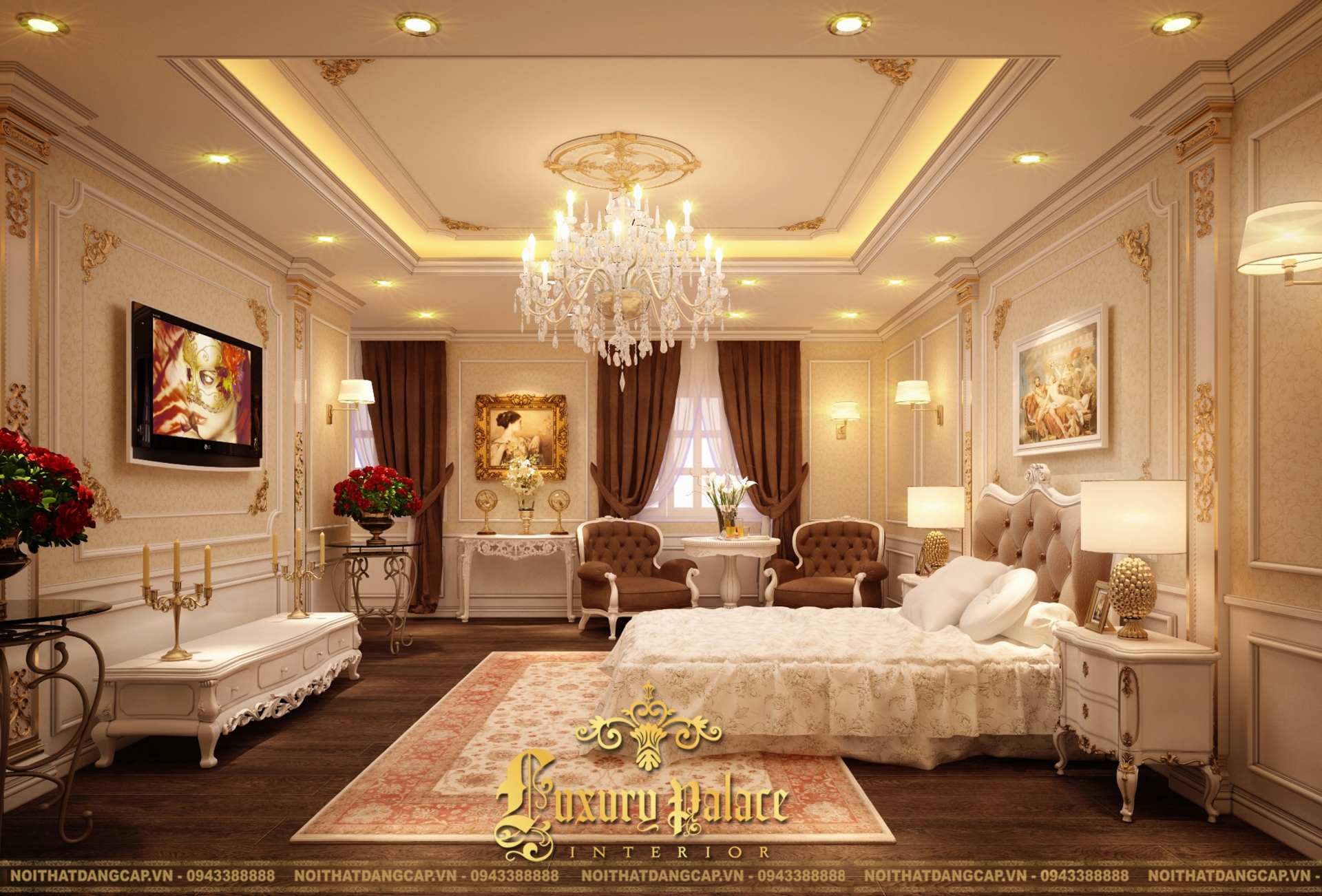 Phòng ngủ master cổ điển của biệt thự Lào Cai 