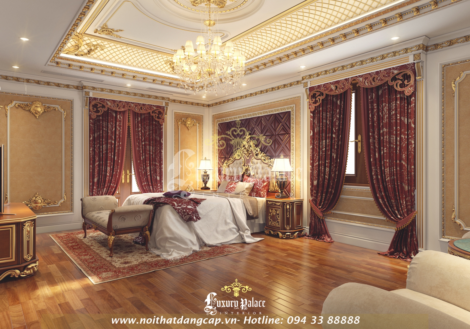 Nội thất phòng ngủ master biệt thự Lạng Sơn Luxury Palace thi công