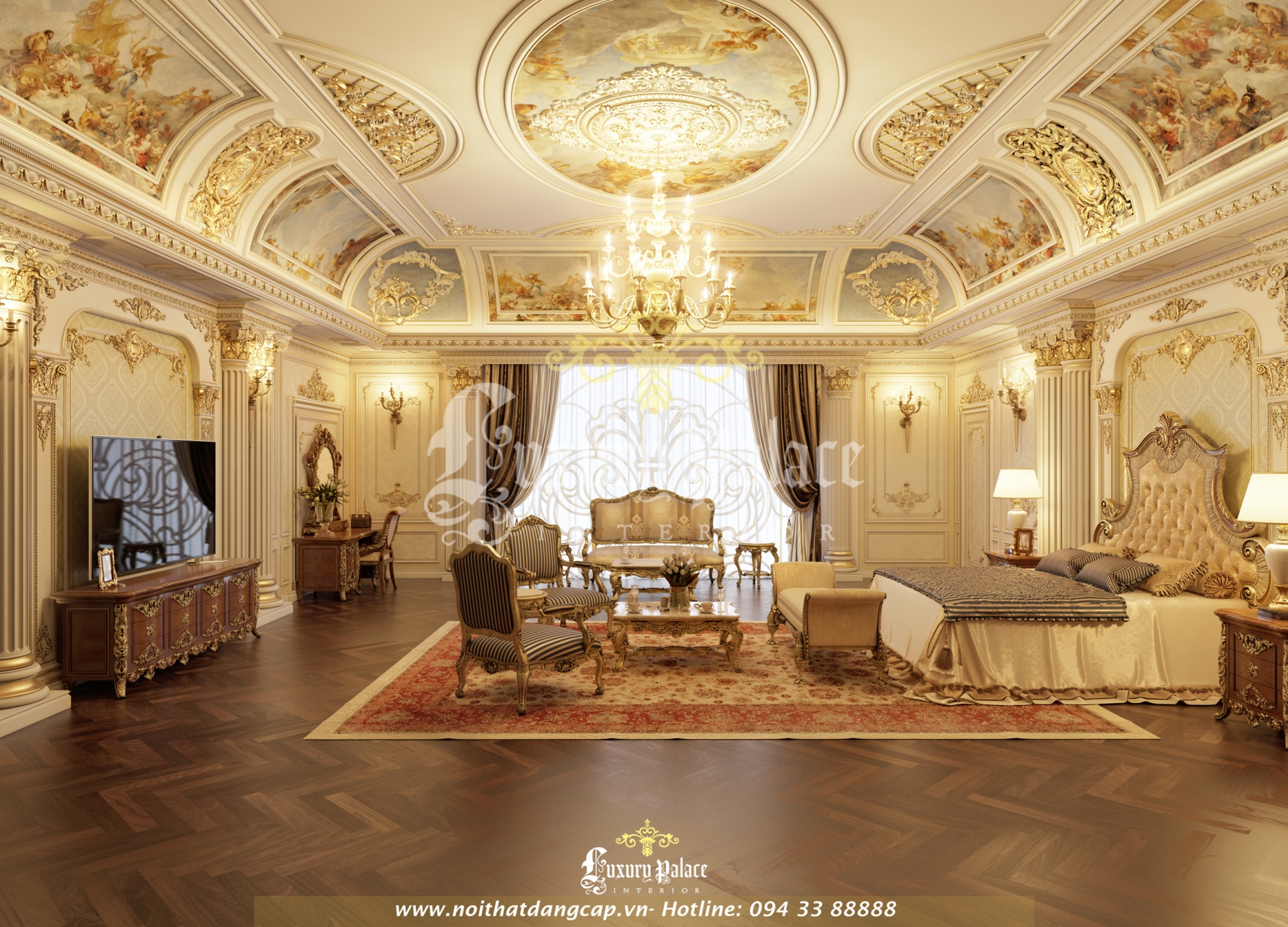 Phòng ngủ cổ điển châu Âu cung điện Xuân Thủy Ninh Bình 3